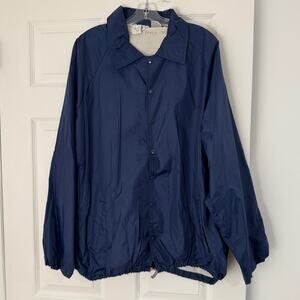 Action Brand Blue Windbreaker Jacket Mens XL Lightweight Snap Front Coach Jacket